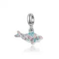 Bunter Delfin-Charm aus Emaille mit Mosaik-Muster für DIY-Schmuckarmbänder - Buntes Mosaik-Delfin (DGB2294)