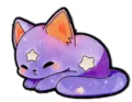 Artistic purple galaxy cat enamel pin featuring starry patterns and glowing stars - Purple Starry Sky Lying Cat (UVXZ197)