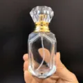50ml empty glass perfume bottle with diamond crystal cap and gold spray nozzle variant. - 50ML / Gold