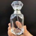 Clear empty 50ml glass perfume bottle with diamond cap spray pump for cosmetic samples. - 50ML / Silver