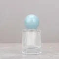 Empty glass perfume bottle with light blue round ball cap and vertical stripes, 30ml size - 30ml / Blue Ball