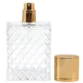 Nahaufnahme Detail der 50ml leeren Glas Parfumflasche mit Rautenmuster und Goldkappe. - 50ml / Gold