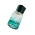 Gradient glass perfume spray bottle detail view, elegant ribbed design with dark cap. - 30ml / Gradient Green