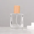Quadratische Glas-Parfüm-Sprühflasche mit Holzdeckel 30ml leerer nachfüllbarer Behälter - 30ml / Buchenholz