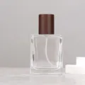 30ml quadratische Glas-Parfümflasche mit Holzdeckel, klarer nachfüllbarer Duftzerstäuber. - 30ml / Dunkles Buchenholz