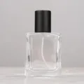 Viereckige Glas Parfum Zerstäuber Flasche mit dunklem Holzdeckel kosmetisch 30ml - 30ml / Schwarze Holzkappe