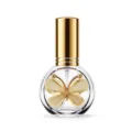 Detailaufnahme der 10ml Glas-Parfümflasche mit goldenem Deckel und Schmetterling. - Gold