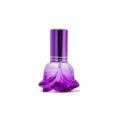 Frasco de perfume de vidrio violeta de 6 ml con base de rosa y tapa de metal para cosméticos - Púrpura