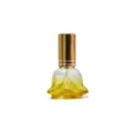 Flacone di profumo in vetro a forma di rosa da 6ml con pompa dorata per campioni di cosmetica. - Oro
