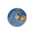 Pin's chat meme rond avec motif chat fusée en peinture à l'huile abstraite pour habits - Peinture à l'Huile Chat Fusée (YP0589)
