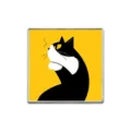 Mignonne épingle en émail avec un chat noir et blanc sur un fond jaune vif éclatant - Mème Chat Vache Fond Jaune (ZP0127)