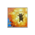 Broche carrée artistique présentant un mème de chat rigolo avec des couleurs vives - Peinture à l'Huile Chat Drôle (ZP0590)