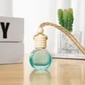 Essential oil glass perfume bottle with wooden cap and hanging rope for car interior decor. - Sky Blue