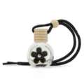 Hängendes Autoparfüm Fläschchen leere Glas Auto Diffusor Flasche mit schwarzem Blumen Anhänger - Schwarz