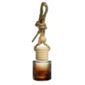 Amber gradient glass car perfume hanging bottle with wooden cap and woven rope diffuser. - 8ML / Brown