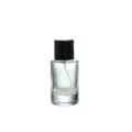 Clear glass perfume atomizing bottle with black cap empty cosmetic spray container sample vial 50ml - 30ml / Silver Spray Nozzle