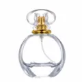 50ml transparent empty glass perfume bottle with gold spray pump luxury refillable cosmetic container - Thickened Oblate Bottle / 50ML