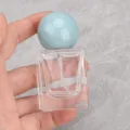 Square perfume spray bottle 30/50ml glass empty atomizer with round blue cap portable container - 30ml / Blue