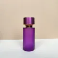 50ml purple frosted glass perfume bottle refillable spray container with gold collar - Purple