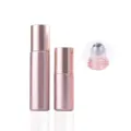 Flaconi a sfera in vetro oro rosa per oli essenziali e profumo, formati da viaggio 5ml e 10ml. - 5ml / Flacone oro rosa solido + tappo lucido + sfera in acciaio