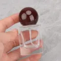 Square 30ml 50ml refillable perfume glass bottle with brown round ball cap for portable spray. - 30ml / Burgundy