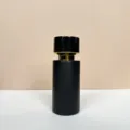 Frasco de perfume recargable negro mate de 50ml con cuello dorado para viaje elegante. - Negro