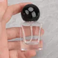 Clear square glass perfume atomizer bottle with black round cap and spray pump 30ml 50ml - Black