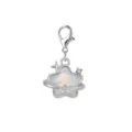 Silver lobster clasp star charm with iridescent center and planet ring design detail - Silver Iridescent Star Planet (LXK-DGB1844)