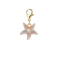 Roze zeester bedeltje met gouden karabijnsluiting en fonkelende strass-steentjes - Lichtroze Parel Zeester Hanger (LXK-DGB1886)