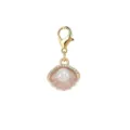 Roze geëmailleerde schelphanger met parel en kreeftsluiting voor doe-het-zelf sieraden - Roze Schelp Parel Hanger (LXK-DGB1887)