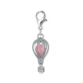 Silver lobster clasp hot air balloon pendant charm featuring pink bead for DIY jewelry - Hot Air Balloon Style (LXK-DGB1134) / 1 Piece