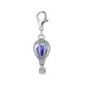 Intricate silver hot air balloon charm with lobster clasp and blue bead for DIY jewelry. - Blue Bead Hot Air Balloon Style (LXK-DGB1135) / 1 Piece