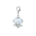 Zilveren kwal bedeltje met karabijnsluiting en iriserende kop voor mooie DIY-sieraden - Zilveren Irillerende Kwal Hanger (LXK-DGB1985)