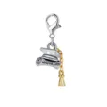Graduation cap charm with lobster clasp in silver and gold finish for DIY jewelry - Graduation Cap and Scroll Style (LXK-DGB1221) / 1 Piece