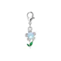 Sparkling flower charm pendant with light blue crystal and lobster clasp for DIY jewelry - Blue Gem Flower Style (LXK-DGB2030)