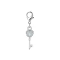 Exquisite silver heart key charm with opal center and lobster clasp for DIY bracelets - Light Blue Heart Key Style (LXK-DGB2033)