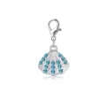 Zilveren schelphanger met blauwe strass-steentjes en kreeftsluiting voor sieraden - Blauwe Strass Wulk (LXK-DGB2007)