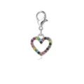Silver heart charm with multi-colored crystals and lobster clasp for DIY jewelry - Colorful Rhinestone Heart Shape (LXK-DGB1477) / 1 Piece