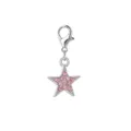 Sparkling silver-toned star charm pendant with pink crystals and lobster clasp - Pink Five-Pointed Star Style (LXK-MDF396)