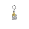 Silver lobster clasp charm with sparkling zircon 1B letters and small gold heart pendant - Number 1B and Heart Shape Combination (LXK-DGB1506) / 1 Piece