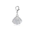 Elegante schelphanger met karabijnsluiting, bezet met sprankelende witte zirkonia stenen. - Volledige Strass Zilveren Schelp (LXK-DGB2009)