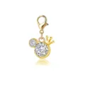 Gold-plated lobster clasp charm with sparkling crystal and crown for DIY jewelry making - Crown and Sphere Combination (LXK-DGB1539) / 1 Piece