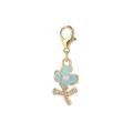 Lobster clasp charm pendant with light blue flower and pearl crystal detail - Light Blue Floral Pearl Style (LXK-MDF687)