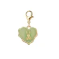 Gold-tone lobster clasp pendant charm featuring a green heart-shaped enamel and rabbit motif - Green Heart with Golden Bunny (LXK-DGB1547) / 1 Piece