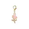 Pink flower lobster clasp charm with crystals and pearl for DIY jewelry - Pink Floral Pearl Style (LXK-MDF688)