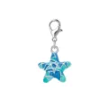 Blauwe en groene emaille zeester hanger met zilveren karabijnsluiting voor DIY sieraden - Blauwgroene Emaille Zeester (LXK-DGB2072)
