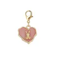 Pink heart lobster clasp charm with bunny, gold finish DIY accessory for bracelets. - Pink Heart with White Bunny (LXK-DGB1548) / 1 Piece