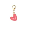Charming pink enamel heart pendant with a gold lobster clasp for DIY bracelet designs - Pink Heart Style (LXK-MDF710)