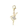 Elegant gold ballerina charm with sparkling crystals and lobster clasp for DIY jewelry design - Gold Ballerina Style (LXK-MDF730)