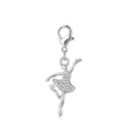 Elegant silver ballerina dancer charm with rhinestones and lobster clasp for DIY jewelry. - Silver Ballerina Style (LXK-MDF731)